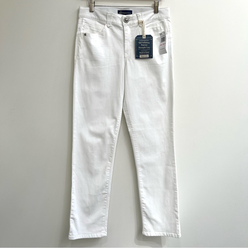 Democracy White Ab"solution Patriot Straight Leg Jeans Size 10